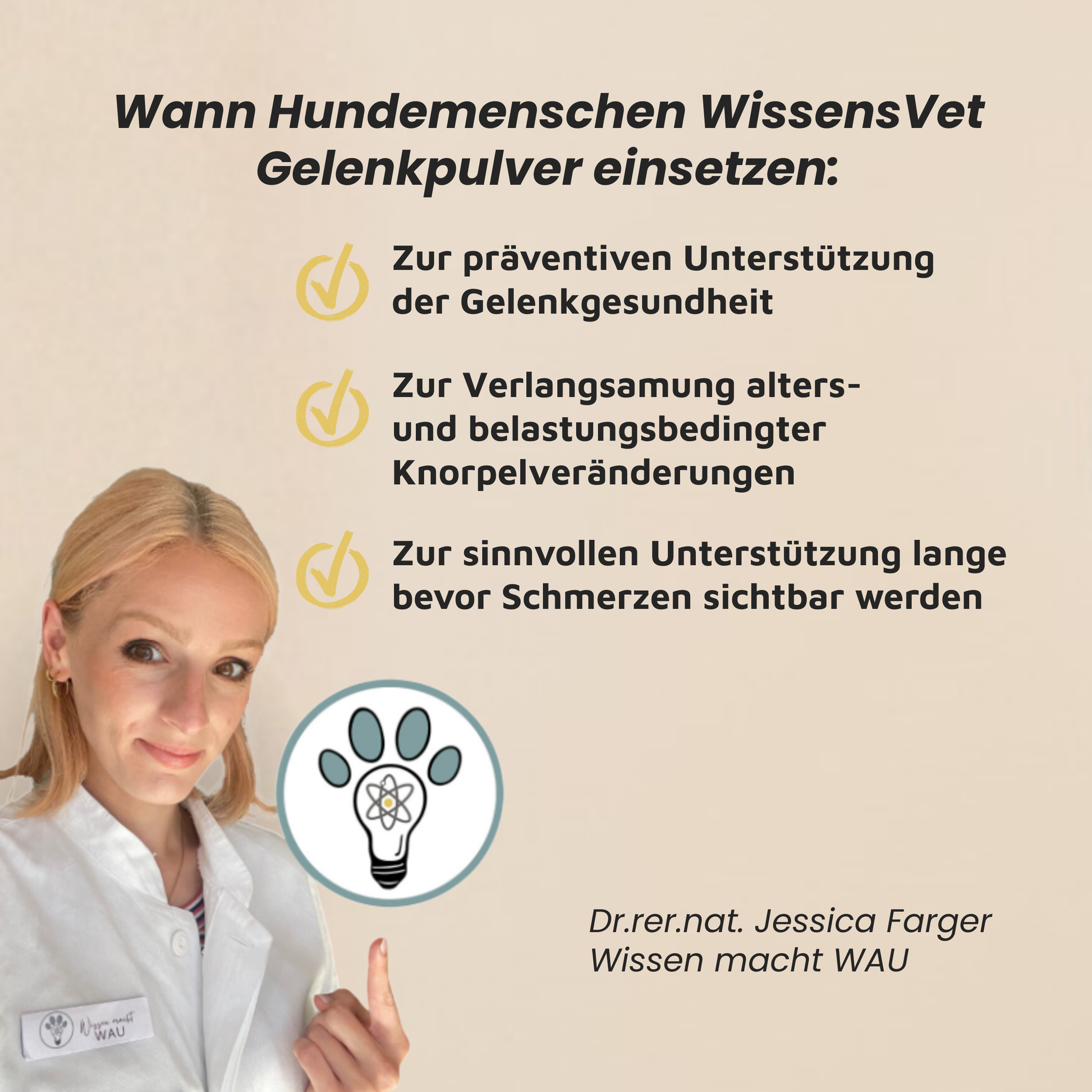 WissensVet Gelenkzusatz – evidenzbasiertes Gelenkpräparat für Hunde von Dr. Jessi Farger