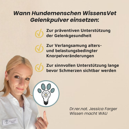 WissensVet Gelenkzusatz – evidenzbasiertes Gelenkpräparat für Hunde von Dr. Jessi Farger